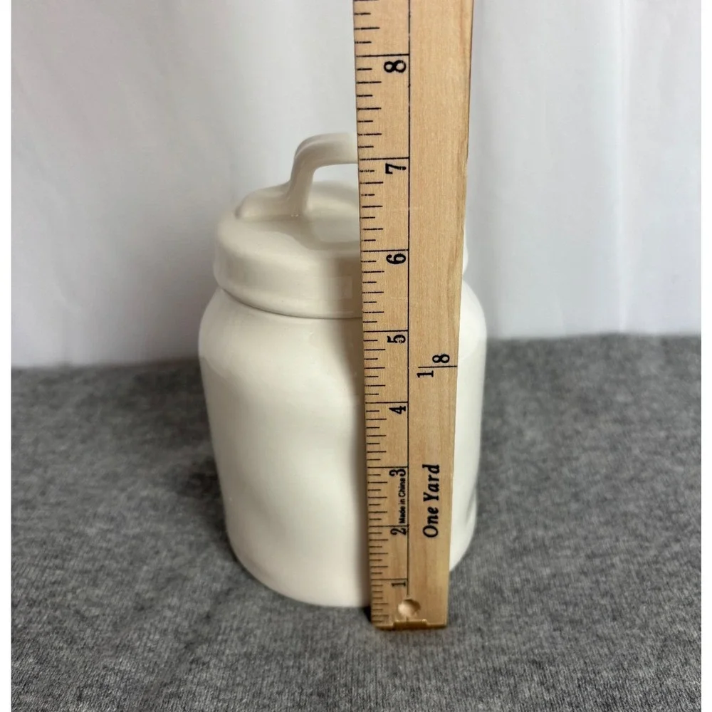 Rae Dunn GATHER Ceramic Canister Ivory Farmhouse Jar with Lid Artisan Collection